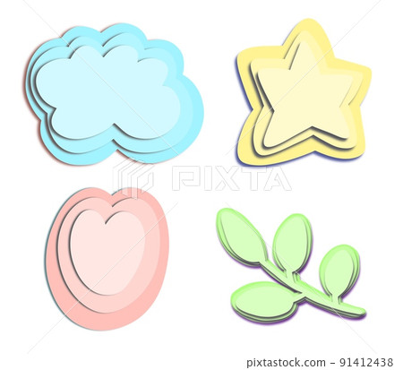 Collection of paper cut items for design. Heart, twig, star, cloud. Collection of paper cut items for design. Heart, twig, star, cloud. 91412438