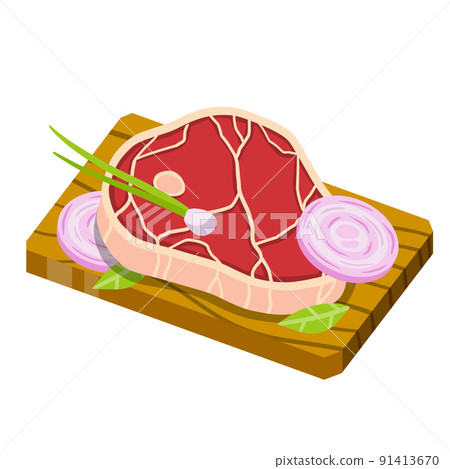 Piece of raw meat on chopping Board. 91413670