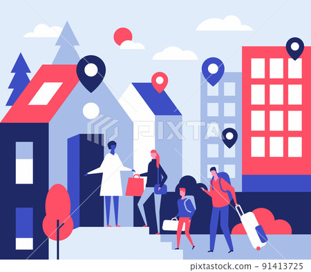 Moving to a new home - modern colorful flat design style illustration 91413725