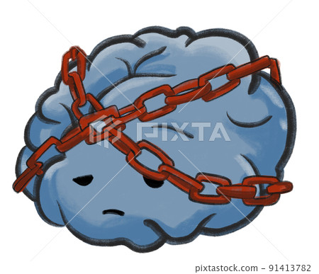 Chain lock on brain cartoon drawing mental... - Stock Illustration  [91413782] - PIXTA