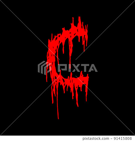 Metal music band's font.Red letter with smudges on black background. Metal music band's font.Red letter with smudges on black background. 91415808