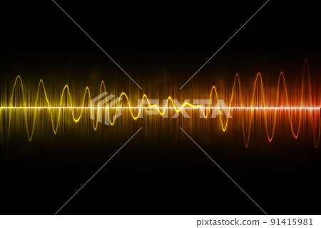 Sound waves on black background. Colourful sound waves digitally generated image. Sound waves on black background. Colourful sound waves digitally generated image. 91415981