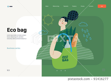 Ecology - Eco bag -Modern flat vector concept illustration of a young woman holding a reusable grocery bag. Creative landing web page template Ecology - Eco bag -Modern flat vector concept illustration of a young woman holding a reusable grocery bag. Creative landing web page template 91416277