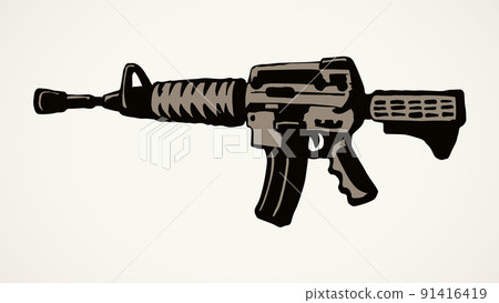 Submachine gun. Vector drawing object Submachine gun. Vector drawing object 91416419