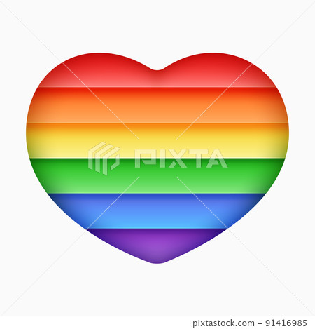 Realistic paper cut heart in the rainbow colors of the LGBTQ flag. Pride month 91416985