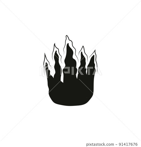 Fire icon. Black icon isolated on white background. Fire silhouette. Simple icon. 91417676