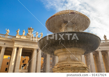 Fountain on the St. Peter's Square, Vatican City, Europe. Fountain on the St. Peter's Square, Vatican City, Europe. 91417924