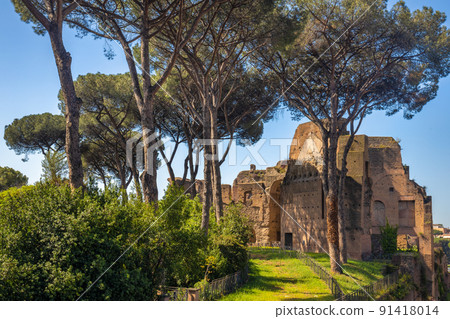 The ancient roman buildings on The Palatine Hill. The ancient roman buildings on The Palatine Hill. 91418014