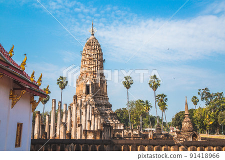 Wat Phra Sri Rattana Mahathat Rajaworaviharn temple and buddha in Si Satchanalai historical park Wat Phra Sri Rattana Mahathat Rajaworaviharn temple and buddha in Si Satchanalai historical park 91418966