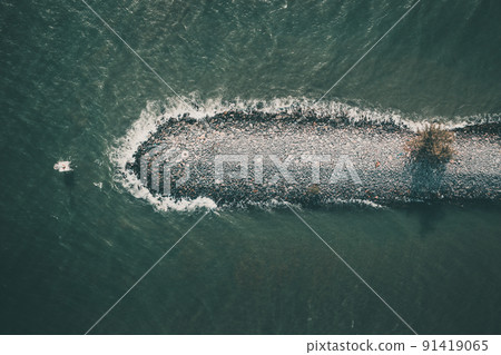 Aerial view of Pak Nam Pranburi Estuary in Prachuap Khiri Khan, Thailand 91419065