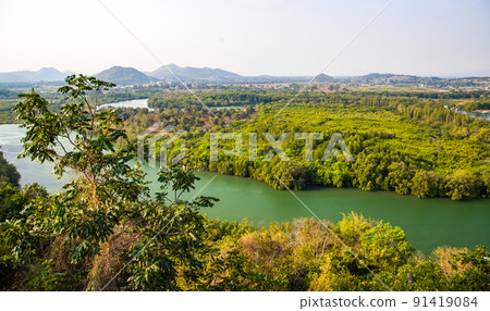 Chao Mae Tubtim Thong Shrine, crocodile temple at the viewpoint in Prachuap Khiri Khan, Thailand 91419084