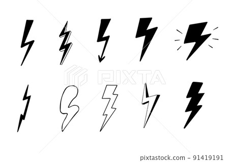 Lighting bolt set symbol in doodle style power simple abstract sign collection isolated on white background. Web, hipster Lighting bolt set symbol in doodle style power simple abstract sign collection isolated on white background. Web, hipster 91419191