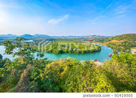 Chao Mae Tubtim Thong Shrine, crocodile temple at the viewpoint in Prachuap Khiri Khan, Thailand 91419303