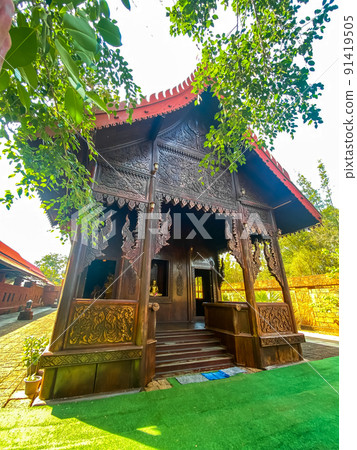 Wat Ang Suwan or Wat Nong Hoi Ubosot wooden temple in Prachuap Khiri Khan, Thailand Wat Ang Suwan or Wat Nong Hoi Ubosot wooden temple in Prachuap Khiri Khan, Thailand 91419505