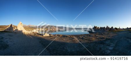 Tufa towers rock formation in Mono Lake. Sunrise 91419716
