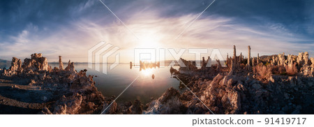 Tufa towers rock formation in Mono Lake. Sunrise 91419717