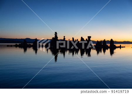 Tufa towers rock formation in Mono Lake. Sunrise 91419719