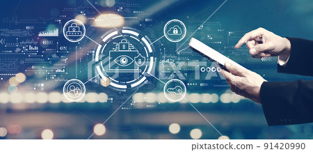 Data Privacy concept with businessman using a tablet Data Privacy concept with businessman using a tablet 91420990