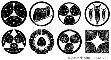 Illustration material of the owl Barn owl family crest Illustration material of the owl Barn owl family crest 91421262