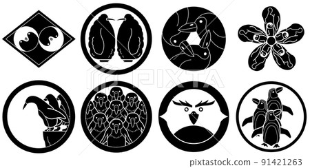 企鵝Rockhopper企鵝家族徽章的插圖素材 91421263