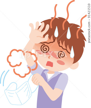 Heat stroke_boy removing the mask 91421510