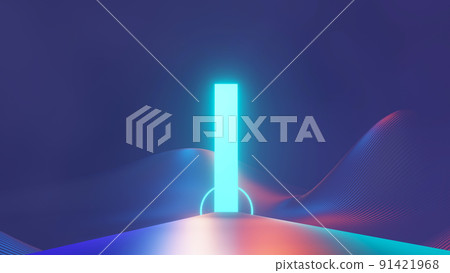 3d render of flash neon and light glowing on dark scene. Speed light moving lines. 91421968