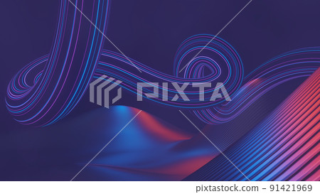 3d render of flash neon and light glowing on dark scene. Speed light moving lines. 3d render of flash neon and light glowing on dark scene. Speed light moving lines. 91421969