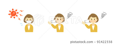 Illustration material: Mask trouble set for young women / Rough skin troubles Illustration material: Mask trouble set for young women / Rough skin troubles 91422338