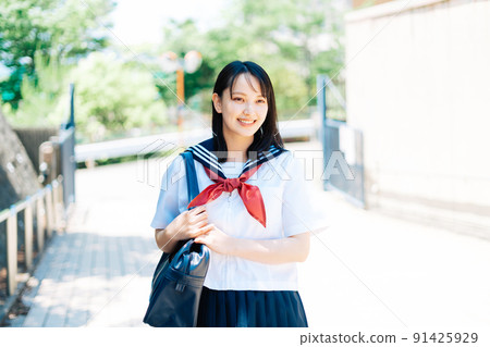 School girls going to school School girls going to school 91425929