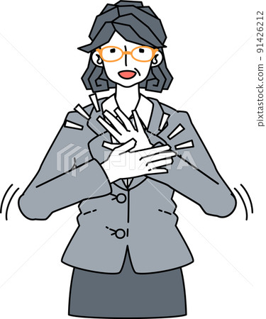 Illustration of a woman in a suit applauding Illustration of a woman in a suit applauding 91426212