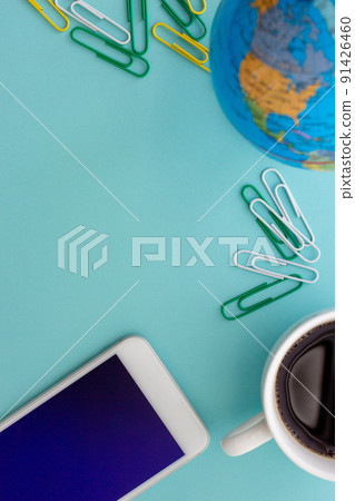 Working space about global telecommunication throughout the world by use mobile phone 91426460