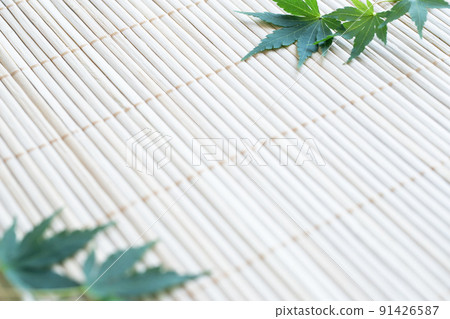 Sudare and blue maple summer plant Japanese style background Sudare and blue maple summer plant Japanese style background 91426587