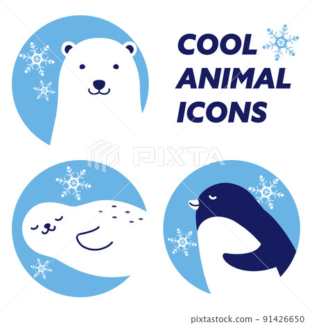 酷動物圖標集(北極熊、海豹、企鵝) 酷動物圖標集(北極熊、海豹、企鵝) 91426650