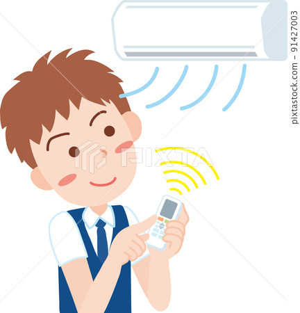 用遙控器打開空調的男學生 91427003