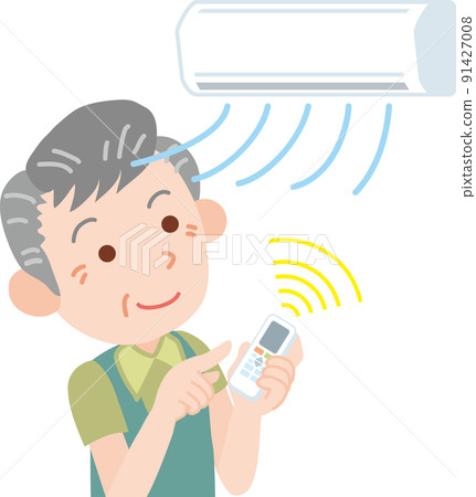 老人用遙控器打開空調 91427008