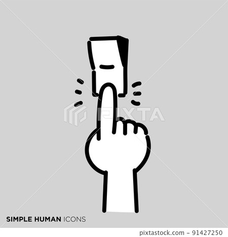 Simple person pose illustration "Hand to switch off" 91427250