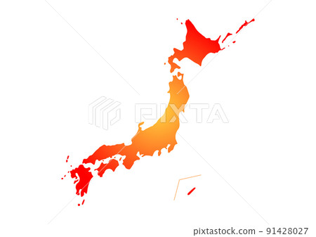Hot Japanese archipelago warming red 91428027