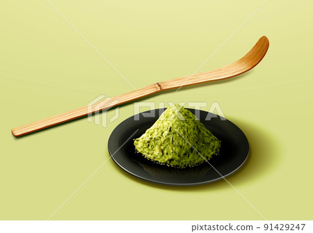Matcha powder and tea scoop 91429247