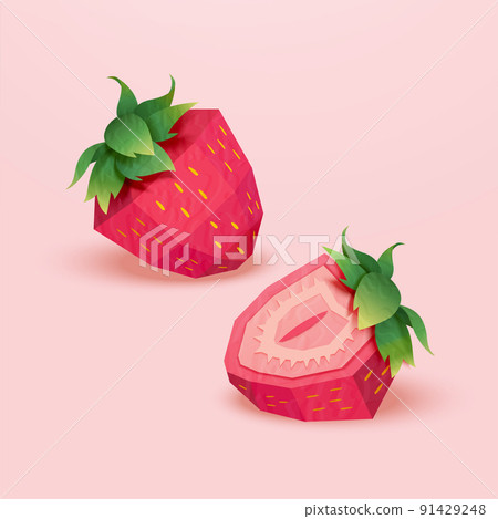 Strawberries in papercut style 91429248