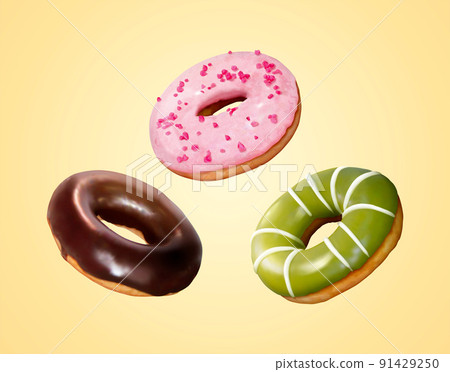 Multicolored and flavored donuts Multicolored and flavored donuts 91429250