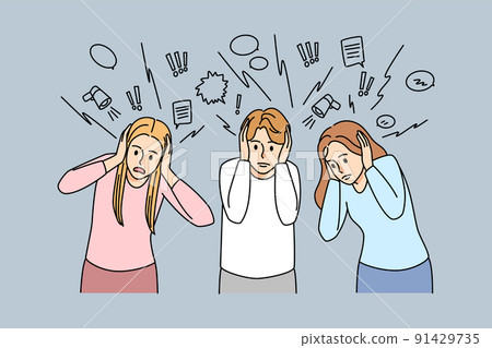 People close ears from information noise 91429735