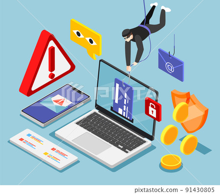 Phishing Isometric Background 91430805