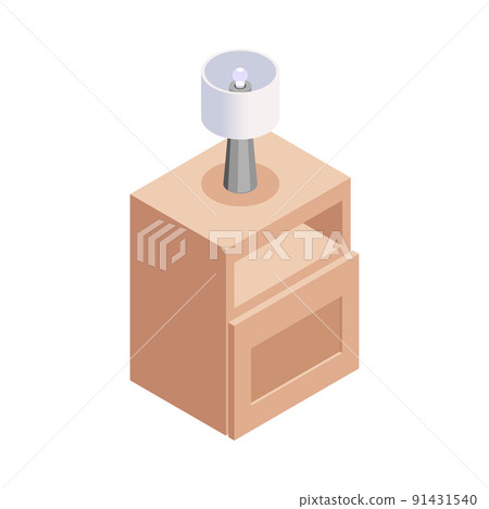 Bedside Table Isometric Composition 91431540