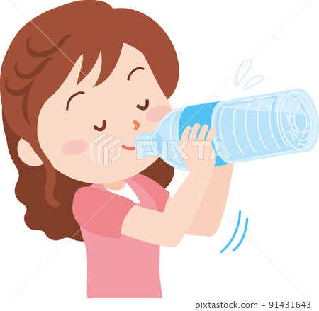 塑料瓶的婦女飲用水 塑料瓶的婦女飲用水 91431643