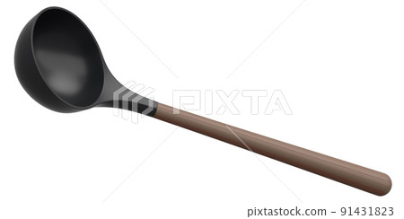 Silicon soup ladle or kitchen utensils on white background. 91431823