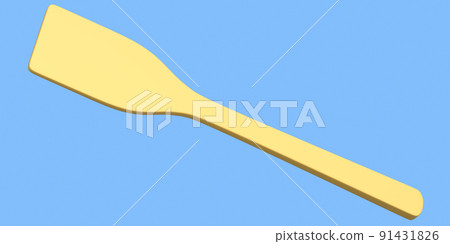 Wooden solid turner or kitchen utensils on blue background. 91431826