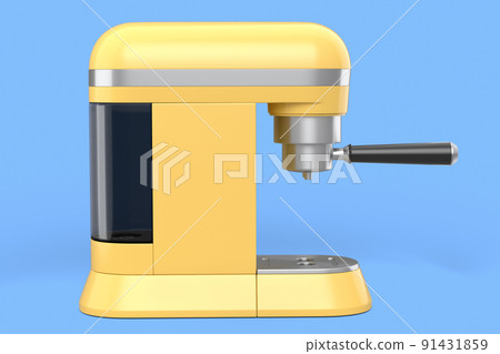 Espresso coffee machine with a horn on blue background. 91431859