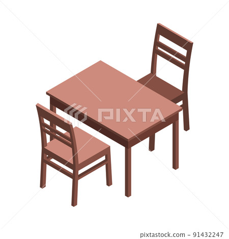 Isometric Wooden Kitchen Composition 91432247