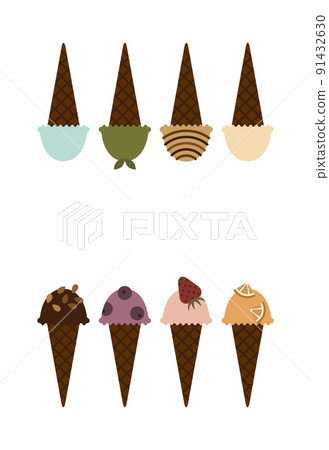 Colorful ice cream illustration | Summer greeting postcard (no text) 91432630