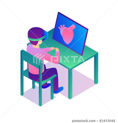VR Anatomy Isometric Composition 91433048